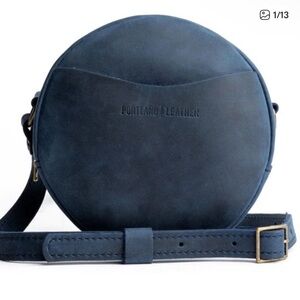 Portland Leather Circle Crossbody Bag Dark Blue Storm